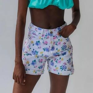 Tach Lima Floral Denim Shorts